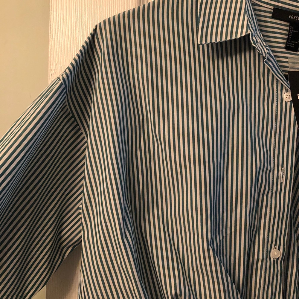Pinstriped Tie-Front Shirt